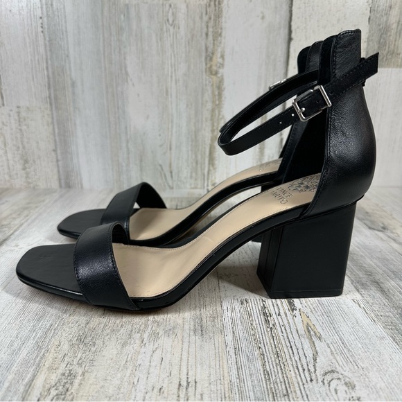 Vince Camuto Shoes - New Vince Camuto Sandal Black Leather Margry Ankle Strap Block Heel Sandal #66